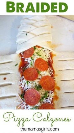 the homemade pizza is wrapped in paper and ready to be eaten with text overlay