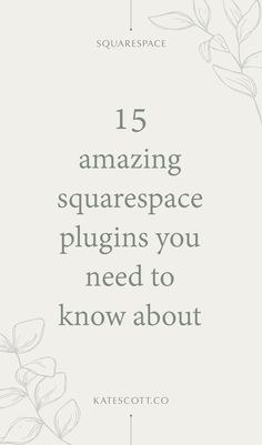 the words, 15 amazing squarespace plugins you need to know about in grey and white