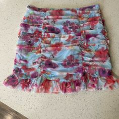 Very Pretty Floral Skirt By Vs Nwt Stretch Fit/Form Fitting Light Weight Perfect For Summer Brown Pleated Skirt, Flowy Mini Skirt, Cottagecore Bohemian, Colorful Skirt, Coral Skirt, Floral Fairy, Grey Mini Skirt, Fairy Cottagecore, Colorful Skirts