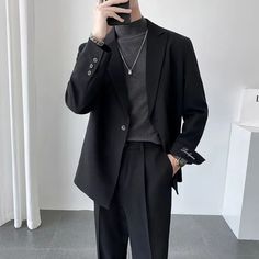 British Casual Suit For Men Light Mature Style Korean Style Trendy Handsome Small Suit High-end Coat Korean Suit Men, Casual Suit For Men, Casual Suit Men, Men Formal Outfit, Casual Suits Men, Interview Suits, Korean Suit, Street Jacket, Suit Casual