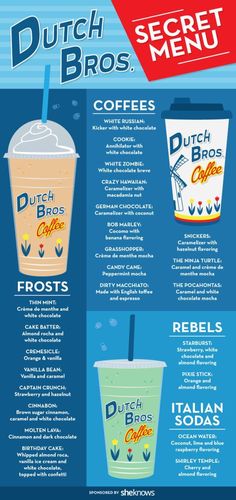 the menu for dutch bros coffee