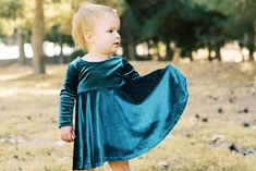 Velvet Twirl Dress For Family Photos Modern Girls Dress, Twirly Dress, Green Velvet Dress, Gold Dot, Boho Girl, Special Dresses, Twirl Dress, Easter Dress, Star Dress