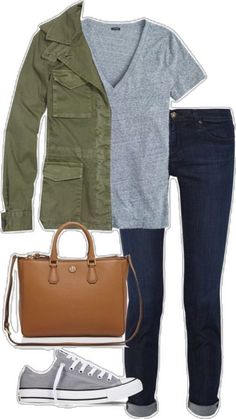 Mode Jeans, Mode Casual, Casual Work Outfits, Looks Chic, Casual Fall Outfits, Mode Inspiration, Mode Style, Green Jacket, Fall Winter Outfits