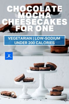 chocolate mocha cheesecakes for one, vegetarian low - soum under 200 calories