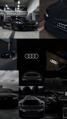 an image of some cars that are in the dark and black room with lights on