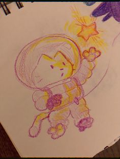 a drawing of an astronaut holding a star