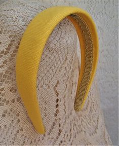 plain yellow headband measures 1 1/2" wide at the center of the headband.  made from a yellow cotton fabric.  lined with gimp.  available in other widths upon request.  this listing is for the 1 1/2" width only.To view my entire shop, click here:https://www.etsy.com/shop/belindaavant/ Ceramic Witch, Yellow Hair Accessories, Shifting Outfits, Making Outfits, Yellow Cotton Fabric, Plain Yellow, Yellow Headband, Thick Headbands, Hair Acessories