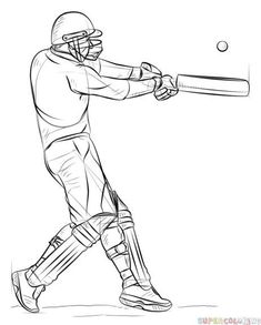 a baseball player swinging a bat at a ball with the catcher behind him coloring page