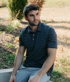 This polyester/spandex knit is moisture-wicking, breathable, and quick-drying to keep you comfortable in even the hottest situations. Features 4-way stretch, so your movement is never limited. Brandon is 6’0” and is wearing a medium Sawgrass Stripe Polo in Midnight. Casual Stretch Activewear For Golf, Casual Fitted Activewear For Outdoor, Fitted Casual Activewear For Outdoor, Athleisure Activewear For Golf, Stretch Athleisure Activewear For Golf, Moisture-wicking Athleisure Activewear For Golf, Athleisure Accessories, Flannel Sweatshirt, Southern Shirt