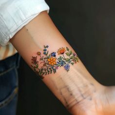 Wildflower Tattoo Blueprint Set Maine Tattoo For Women, Vintage Floral Tattoo, Zinnia Tattoo, Wildflower Bouquet Tattoo, Ancient Art Tattoo, Cowgirl Tattoos, History Tattoos, Wildflower Tattoo, Western Tattoos