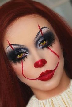 Pelottava Halloween, Beautiful Halloween Makeup, Halloween Makeup Clown, Fantasy Make-up