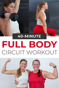 the full body circuit workout for women is shown in three different pictures, with text overlay