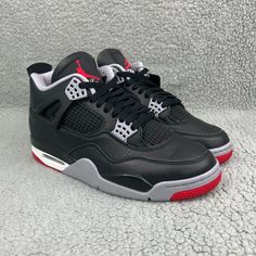 Item: Nike Air Jordan 4 Retro - Bred Reimagined Size: Men's 11 Year: 2024 Condition: Brand New, Never Worn, With Original Box & Accessories Jordan 4 Retro Bred, Jordan 4 Bred, Red And Black Outfits, Jordan 4’s, Nike Air Jordan 4 Retro, Nike Air Jordan 4, Back To School Shoes