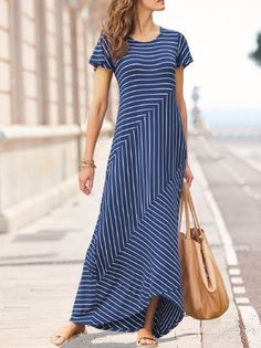 Striped Dresses, Soft Surroundings Dresses, Casual Work Dresses, Easy Dress, Chic Tops, Dress Stores Online, Designer Party Wear Dresses, Panel Dress, Maxi Dress Online