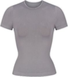 High Stretch Seamless Scoop Neck T-shirt, Basic Seamless Snug Fit T-shirt, Seamless Short Sleeve T-shirt For Loungewear, Stretch T-shirt For Loungewear, Gray Stretch T-shirt For Loungewear, Fitted Short Sleeve Basic T-shirt, Basic Seamless Stretch T-shirt, Seamless High Stretch Scoop Neck T-shirt, Seamless High-stretch Scoop Neck T-shirt