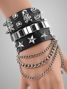 Spikes Bracelet, Vriska Serket, Tassels Design, Metal Heads, Punk Style Outfits, Goth Choker, Punk Skull, Clothes Reference, Cheap Bracelets