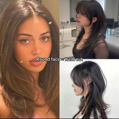 Neckline For Round Face Shape, Round Face Girlies, Bangs For Circle Face, High Cheek Bones Round Face, Hair Styles For Circle Face, Haircuts For Circle Face Shape, Bang Styles For Round Faces, Circle Face Haircuts, Circle Face Hairstyles