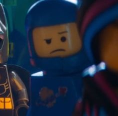 the lego movie characters are looking at each other