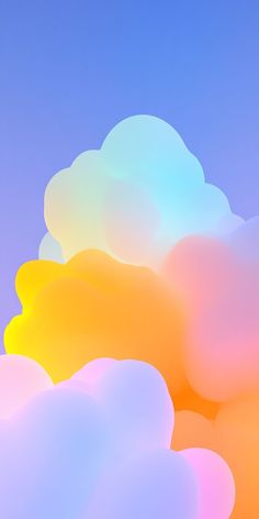 the sky is filled with colorful clouds in pastel colors