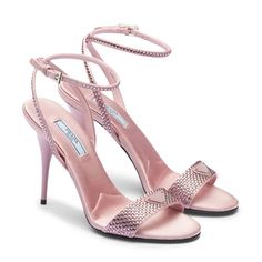 Brand New In Box Size 37.5 Crystal-Embellished Satin Sandals From Prada Featuring Alabaster, Pink, Leather, Satin Finish, Buckle-Fastening Ankle Strap, Open Toe And High Stiletto Heel. Composition Outer: Satin 100% Sole: Metal 100%, Leather 100% Lining: Satin 100% Outer Satin, Prada Pink, Prada Shoes Heels, Satin Sandals, Pink High Heels, Bridal Sandals, Fashion Heels, Pink Heels, Carrie Bradshaw