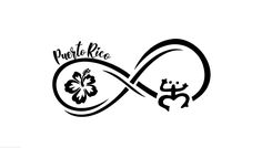 an image of a logo with the words puerto rica and a flower on it's side