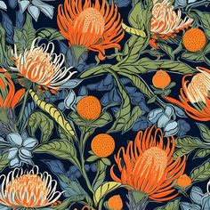 When-Oranges-Speak-by-Chroma-Atelier-1.jpg Speak Wallpaper, Bold Wallpaper Bathroom, Orange Flower Wallpaper, Winning Wallpaper, Tattoo Space, Bathroom Details, Pantry Makeover, Paint Inspiration, Blue Backdrop