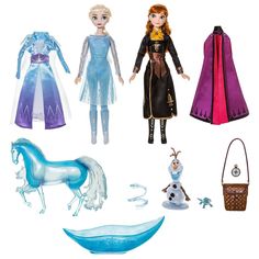 the frozen princess dolls are all dressed up in their favorite outfits and accessories from disney's frozen kingdom