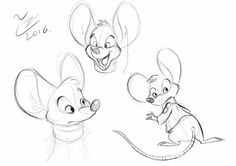 three cartoon mouses with faces drawn in pencil