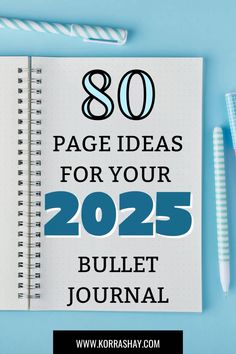 80 page ideas for your 2025 bullet journal! Fun and unique ideas for bullet journaling in 2025! Life Journal Ideas Layout, Craft Journal Ideas Layout, Fun Bullet Journal Pages, 2025 Bullet Journal Cover Page, Printable Bullet Journal Pages Free, Bullet Journal 2025, Bulett Journal Page Ideas, Bujo Simple, First Page Journal Ideas