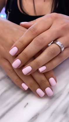 Shellac Manicure Short Nails Gel Polish, Nail Color Ideas For Short Nails, Square Short Pink Nails, Gel Nails Ideas Spring Short Pink, Soft Pink Manicure, Light Pink Squoval Nails, Baby Pink Gel Manicure, 2024 Nail Summer Trends, Easter Nails Solid Colors