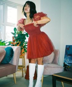 Babydoll Dress Outfit, Red Babydoll Dress, Southern Aesthetic, Shot On Film, Bardot Style, Image Swag, Taylor Swift Outfits, Soft Tulle, Deep Burgundy