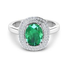 Ross-Simons - 1.60ct Emerald, .27ct t. w. Diamond Ring Oval Cut in 14kt White Gold. Size 8. Treat yourself to this luxurious ring. A stunning 1.60 carat emerald oval is sparked by .27 ct. t. w. diamonds in polished 14kt white gold. 3/8" wide. Diamond and emerald ring. Emerald birthstones are the perfect gift for May birthdays. Emerald Ring With Center Stone In 14k White Gold, Oval Emerald Ring With Pave Diamond Setting, Oval Emerald Ring With Diamond Pave Setting, Oval Emerald Rings With Pave Setting, White Gold Emerald Ring With Pave Setting, Oval Shape, Oval Emerald Ring With Pave Setting In Platinum, Oval Emerald Ring In White Gold With Diamond, Oval Emerald Ring With Halo Setting In Platinum, Oval Cluster Ring With Pave Setting For Formal Occasions