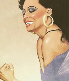 a painting of a woman with big hoop earrings