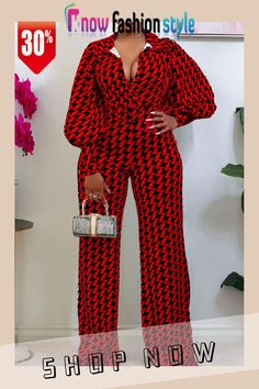 Red Casual Print Split Joint V Neck Straight Jumpsuits Jumpsuits Womens Fashion, Dressy Jumpsuits, High Waist Jumpsuit, Boho Print Dress, Loose Jumpsuit, Wrap Around Dress, Jumpsuit Elegant, Elegant Maxi Dress, Red Jumpsuit