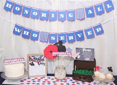 a table topped with cake and dessert items