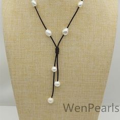 Two Rows Baroque Pearl Leather Necklace,pearl and Leather Lariat Necklace,leather Pearl Necklace,leather Baroque Pearl Necklace,le4-024 - Etsy Adjustable White Lariat Necklace With Pearl Pendant, White Adjustable Lariat Necklace With Pearl Pendant, Adjustable Pearl White Lariat Necklace, Adjustable Lariat Pearl White Necklace, Handmade Adjustable Pearl Lariat Necklace, Pearl Leather Necklace, Leather Pearl Necklace, Necklace Leather, Baroque Pearl Necklace