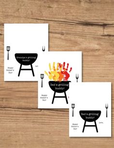 three cards with the words, grilling is a great idea for someone's birthday