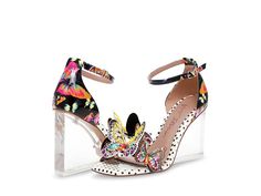 Blue by Betsey Johnson Marloe Wedge Sandals - Women's 1-2 inch heel Shoes : Black Multi : Elevate your fashion game and embrace a touch of enchantment with the Marloe Wedge Sandals by Blue by Betsey Johnson. These sandals are designed to catch attention with their clear wedge heels. The toe strap features delicate butterfly embellishments, adding a touch of whimsy and charm to your outfit, while the square toe design provides both style and comfort. Synthetic upper and lining with a comfy footbed. Adjustable buckle closure on the ankle strap. Durable synthetic rubber outsole. Imported. Measurements: Heel Height: 3 3 4 in Weight: 10 oz Product measurements were taken using size 7, width M. Please note that measurements may vary by size. Clear Wedges, Blue By Betsey Johnson, Delicate Butterfly, Mothers Day Special, Black Wedge Sandals, 2 Inch Heels, Synthetic Rubber, Shoe Obsession, Toe Designs