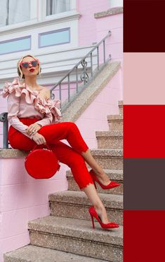 Red Colour Combinations Outfit, Colour Combination With Red, Red Combination Outfits, Colors That Go With Red, Color Combinations With Red, Red Color Combinations Outfits, Fiji Clothes, Summer Outfits Paris, Fashion Outfits Colorful