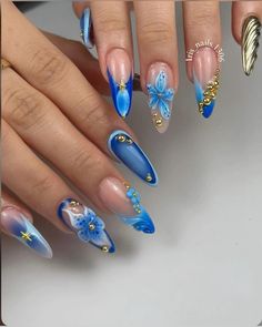 Blue Eye Nails, Morocco Nails, Fiber Nails, Nail Inspo For Summer, Ombre Nail Art Designs, Aqua Nails, Crazy Nail Art, Nail Drawing, Glittery Nails