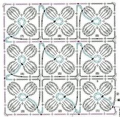 the diagram shows how to make an intricate flower motif with four petals, which are arranged in