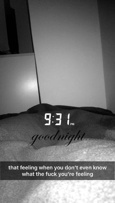 a black and white photo of a bed with the text 9 31 goodnight on it