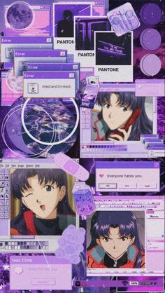 an image of anime character collages in purple and pink colors with text that reads pantoner