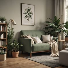 a living room filled with lots of green plants