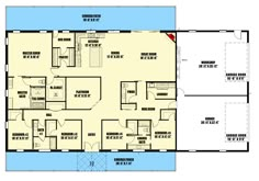 the floor plan for a two story house with three bedroom and an attached living area