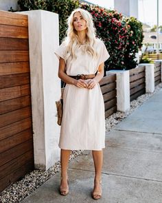 /collections/dresses?page=2 Modern Church Outfit, Beige Midi Dress, Neutral Dresses, Meeting Outfit, Church Outfits, Casual Summer Dresses, Casual Summer Outfits, Tea Dress, Parisian Style