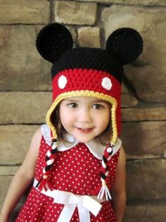 Does your little one love Mickey Mouse as much as mine does? Or maybe you do! Now you can crochet a Mickey hat in any size for anybody. As with all my patterns, I offer email assistance if you ever have any questions regarding the instructions. If you decide to sell finished products made from this pattern, please credit me and provide a link to my shop. The crochet pattern is in PDF format and contains instructions for sizes 0-3 month, 3-6 month, 6-12 month, 1-3 year, 3-6 year, 6-12 year, teen/ Mickey Crochet, Hat Knit Pattern, Braids Red, Crochet Mickey Mouse, Mickey Mouse Hat, Earflap Beanie, Crochet Disney, Minnie Mouse Girl, Hat Knit