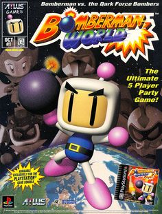 an advertisement for the game bomberman world