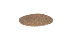 the round rug is made from jute and has been placed on top of a white surface