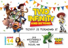 AGE 2 Toy Story 2nd Birthday Party Invite Custom Digital | Etsy Two Infinity And Beyond Birthday Invite, Toy Story 2nd Birthday Party, Toy Story 2nd Birthday, Two Infinity And Beyond Birthday, Beyond Birthday, Toy Story Invitations, Toy Story Party Decorations, 2nd Birthday Party For Boys, 2nd Birthday Boys